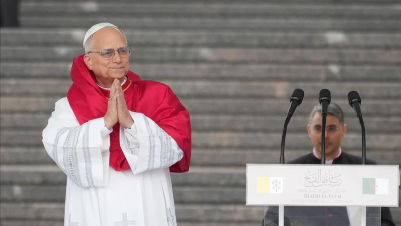 البابا ليون الرابع عشر يصل إلى موقع الحفريات الأثرية لكنيسة السلام  التاريخية