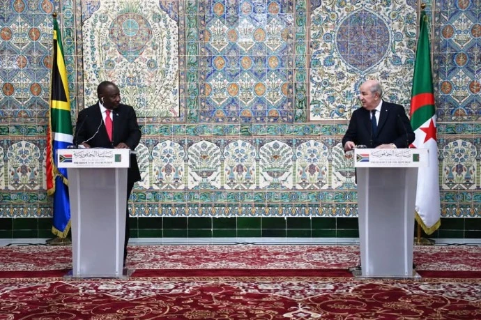 رئيس الجمهورية ونظيره الجنوب إفريقي يؤكدان دعمهما غير المشروط لحق الشعب الفلسطيني في إقامة دولته المستقلة