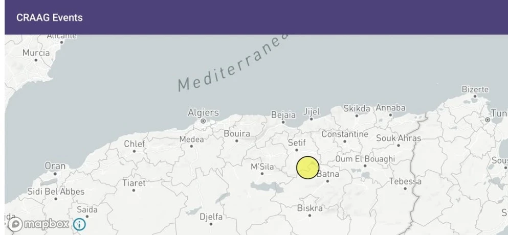 هزة أرضية بشدة 3.5 درجات على سلم ريشتر بباتنة